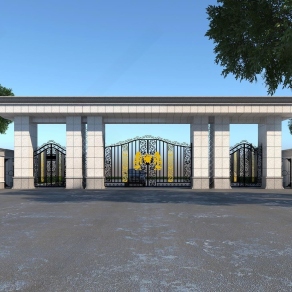 现代入口大门门3D模型下载